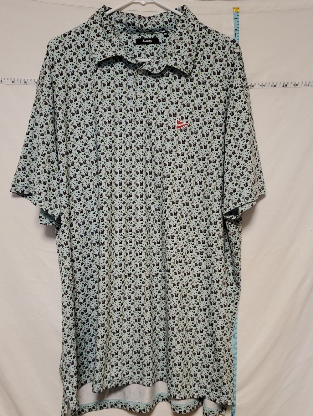 Breezy Men's Light Green Printed Polo Shirt Double Transfusion 3x Golf Resort